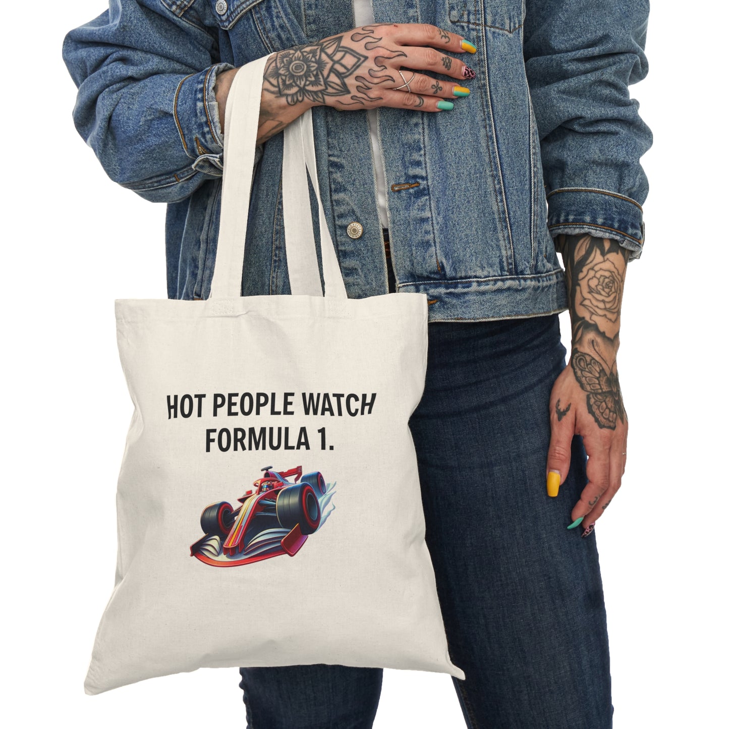 Formula 1 Tote Bag, Funny Eco-Friendly Grocery Tote, Gift for Racing Enthusiasts, Hot People Watch Bag
