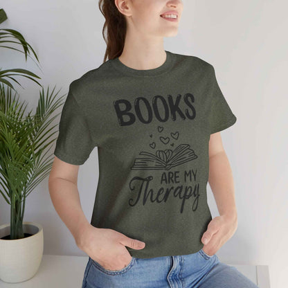 Books Are My Therapy Unisex Jersey Tee - Perfect Gift for Book Lovers